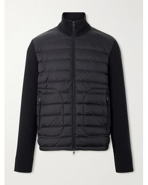 Moncler Wool And Quilted Shell Zip-Up Cardigan - Blue