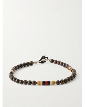 Mikia Sterling Silver Bronzite And Jasper Beaded Bracelet - Natural