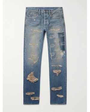 Kapital Monkey Cisco Speakeasy Slim-Fit Distressed Denim Jeans - Blue