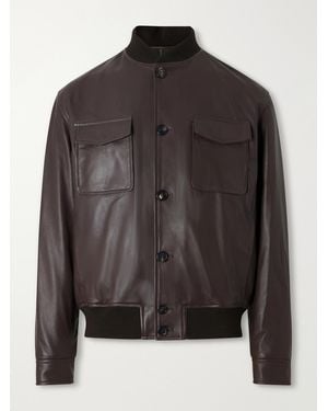 Slowear Montedoro Leather Bomber Jacket - Black