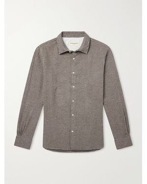 Officine Generale Giacomo Houndstooth Cotton-Flannel Shirt - Grey