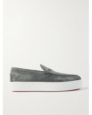 Christian Louboutin Paqueboat Pennyloafers aus Veloursleder - Grau