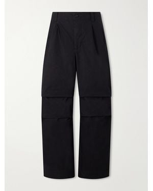 Margaret Howell Mhl. Wide-Leg Pleated Cotton-Poplin Trousers - Blue