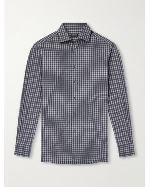 ZEGNA Centoquaranta Checked Cotton-Twill Shirt - Blue