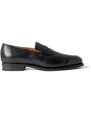 Majordome M08 Cross-grain Leather Penny Loafers - Black
