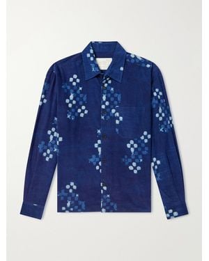 Kardo Luis Printed Cotton-Corduroy Shirt - Blue