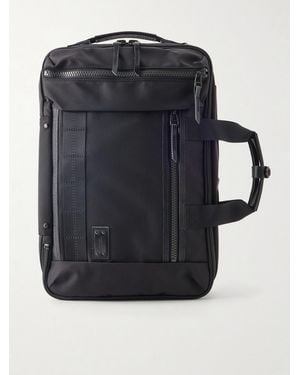 master-piece Rise Leather And Canvas-Trimmed Cordura Mastertex Backpack - Black
