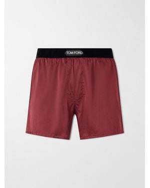 Tom Ford Silk-Blend Satin Boxer Shorts - Red