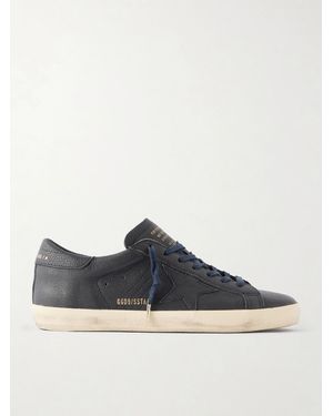 Golden Goose Super-Star Distressed Full-Grain Leather Trainers - Blue