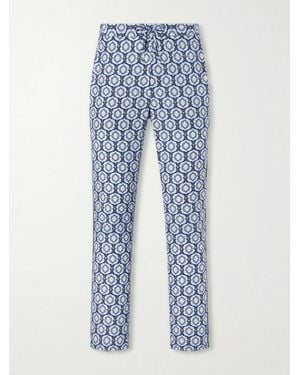 Orlebar Brown Alfred Straight-leg Printed Lyocell-satin Trousers - Blue