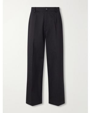 NAHMIAS Volume Wide-Leg Pleated Cotton Pants - Blue