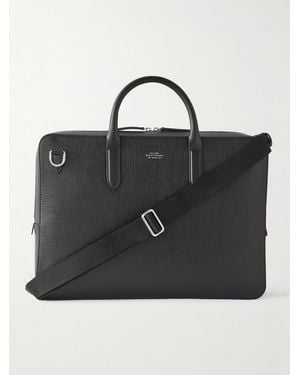 Smythson Panama Cross-grain Leather Briefcase - Black
