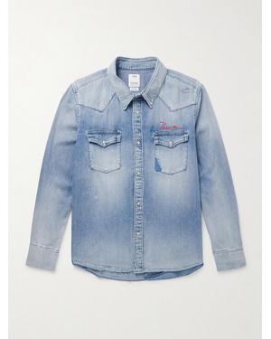 Visvim Social Sculpture Logo-Embroidered Denim Shirt - Blue