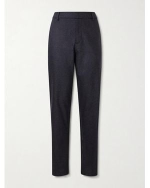 Sunspel Tapered Stretch Wool And Cashmere-Blend Flannel Trousers - Blue