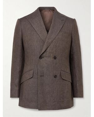 Kingsman Doppelreihiges Sakko aus Leinen - Braun