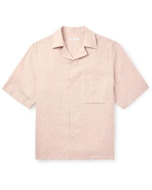 Loro Piana Federico Camp-collar Linen Shirt - Pink