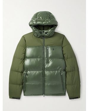 Polo Ralph Lauren The Gorham Twill-trimmed Quilted Glossed Recycled-shell Hooded Down Jacket - Green