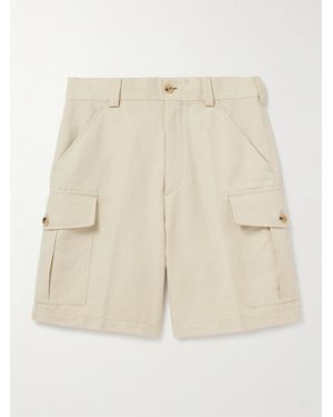 Loro Piana Bizen Wide-Leg Cotton And Linen-Blend Canvas Cargo Shorts - Natural