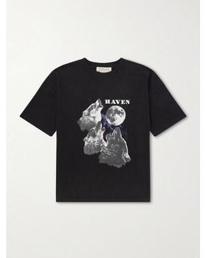 Remi Relief Howling Wolves Printed Cotton-Jersey T-Shirt - Black