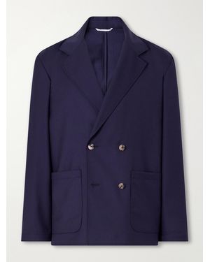 De Bonne Facture Double-Breasted Virgin Wool-Twill Jacket - Blue