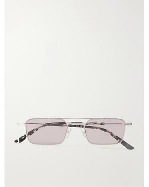 Gucci Interlocking G-Detailed Square-Frame Silver-Tone Sunglasses - Natur