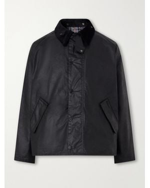 Barbour Transport Corduroy-Trimmed Waxed-Cotton Jacket - Black