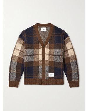 WTAPS Palmer Cardigan aus kariertem Jacquard-Strick mit Logoapplikation - Schwarz