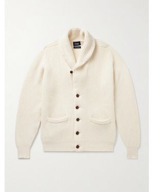 Drake's Shawl-collar Ribbed Wool Cardigan - Natural