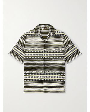 Loewe Paula's Ibiza Camp-Collar Jacquard-Knitted Cotton Shirt - Grey