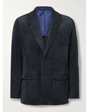 Sid Mashburn Butcher Unstructured Suede Blazer - Blue