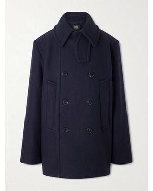 A.P.C. Andy Double-breasted Wool-blend Coat - Blue