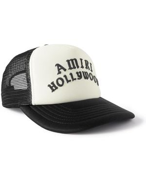 Amiri Hollywood Logo-Embroidered Cotton-Canvas And Mesh Trucker Cap - White