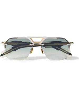 Jacques Marie Mage Silverton Aviator-Style Acetate And-Tone Sunglasses - Metallic