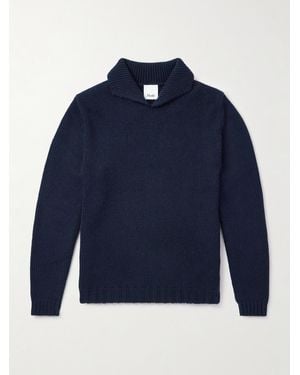 Allude Shawl-collar Virgin Wool And Cashmere-blend Jumper - Blue