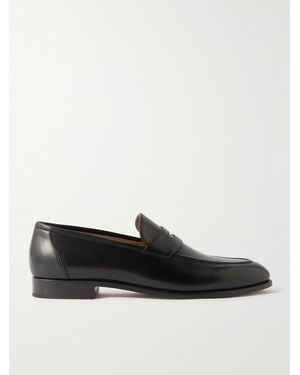 Loro Piana Sergio Walk Leather Penny Loafers - Black