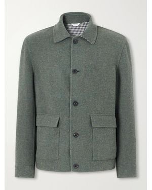 Boglioli Wool, Cashmere And Silk-Blend Twill Overshirt - Green