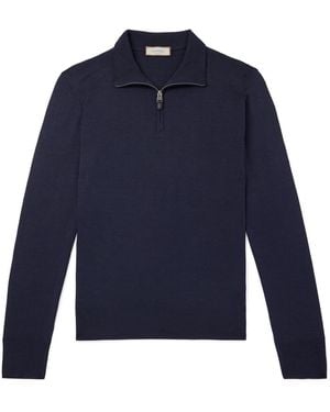 Canali Slim-Fit Wool Half-Zip Sweater - Blue