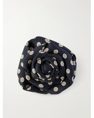 Charvet Printed Silk-Twill Lapel Pin - Blue