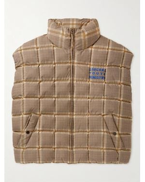 Liberal Youth Ministry Appliquéd Quilted Checked Padded Shell Gilet - Brown