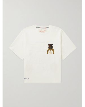 Kardo Appliquéd Embroidered Cotton-jersey T-shirt - Natural