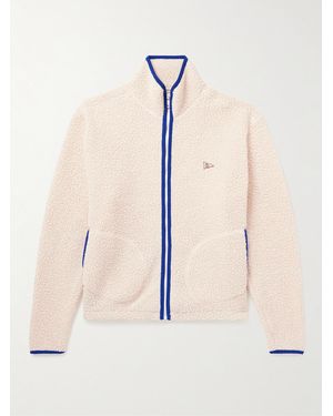 Drake's Logo-Embroidered Wool-Blend Fleece Jacket - Natural