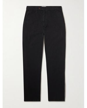MR P. Mike Straight-Leg Organic Cotton And Linen-Blend Twill Pants - Black