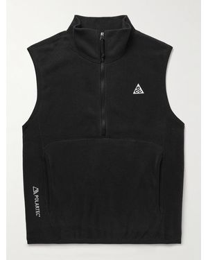 Nike Acg Wolf Tree Logo-embroidered Polartec® Fleece Half-zip Gilet - Black