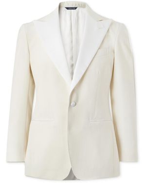 Saman Amel Grosgrain-Trimmed Wool Tuxedo Jacket - White