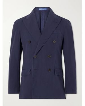 Polo Ralph Lauren Double-Breasted Cotton-Canvas Suit Jacket - Blue