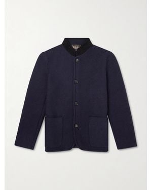 Loro Piana Arola Suede-Trimmed Cashmere-Blend Jacket - Blue