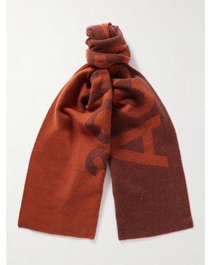 Acne Studios Toronty Logo-Jacquard Wool-Blend Scarf - Red