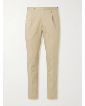 De Petrillo Straight-Leg Cotton-Blend Twill Trousers - Natural