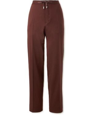 MR P. Tapered Wool-Twill Drawstring Pants - Brown