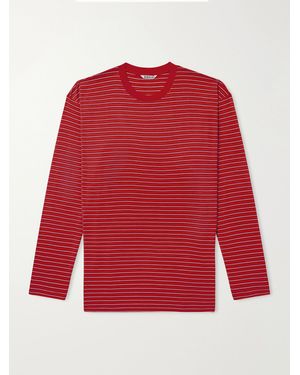 AURALEE Striped Wool-Jersey T-Shirt - Red